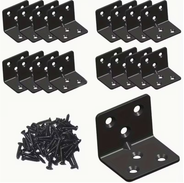 Heavy Duty Black Stainless Steel L Shaped Corner Brackets 70pcs